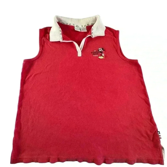 Disney Plus Vintage 1X Sleeveless Collar Shirt Mickey Mouse Standing Proud - Picture 1 of 8